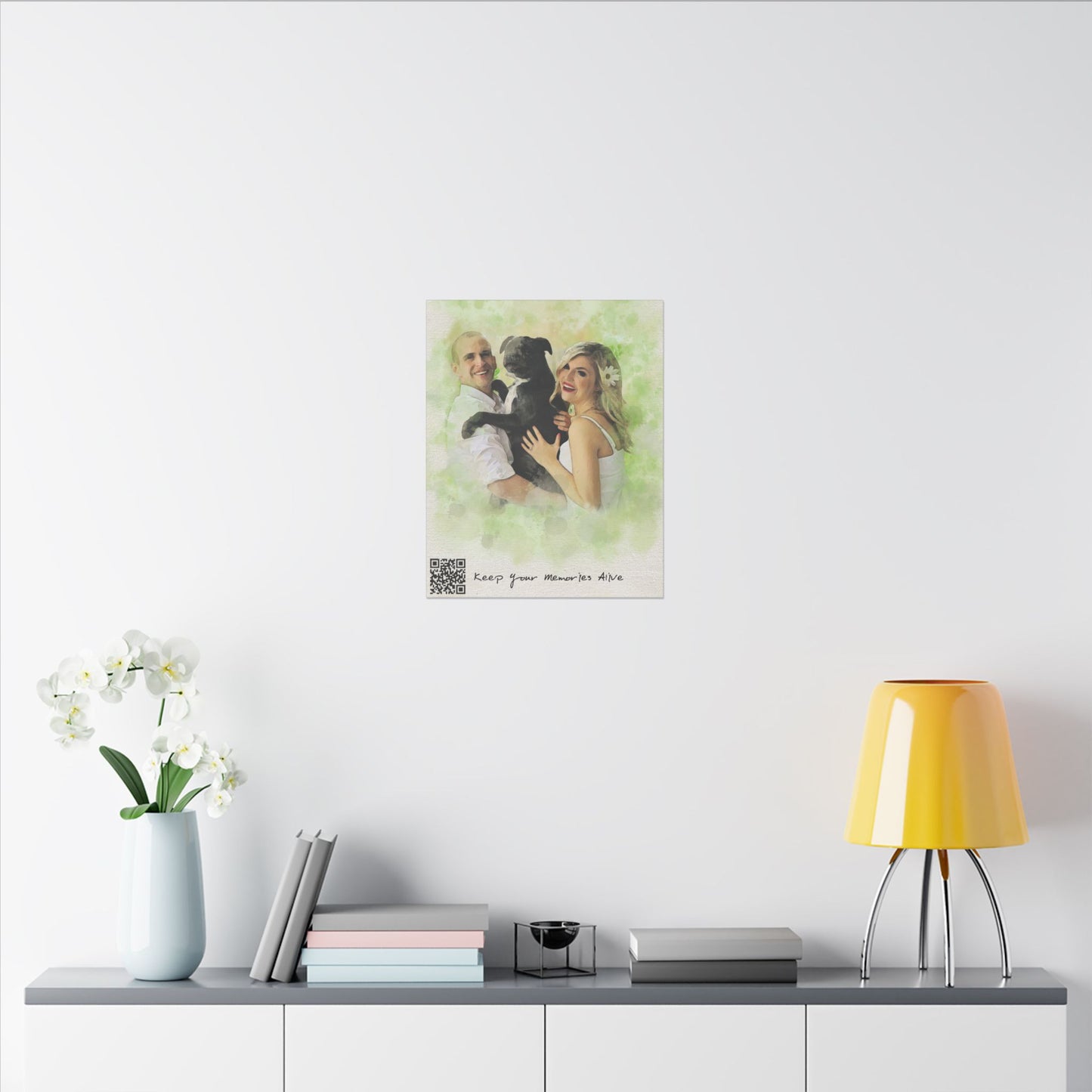 Matte Canvas | Custom Watercolor Portrait with Voice QR Code – A Gift That Speaks from the Heart | 0.75" (Multi-Size)