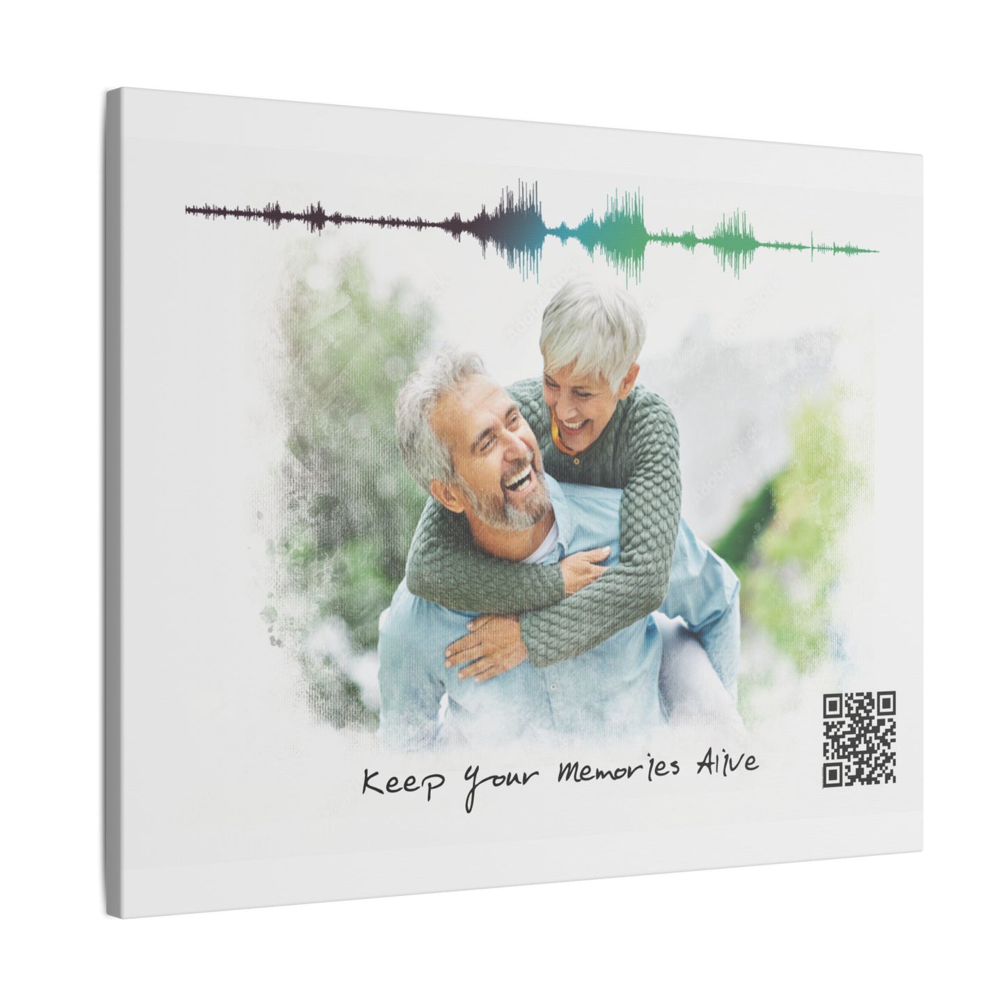 Matte Canvas | Custom Watercolor Portrait with Voice QR Code – A Gift That Speaks from the Heart | 0.75" (Multi-Size)