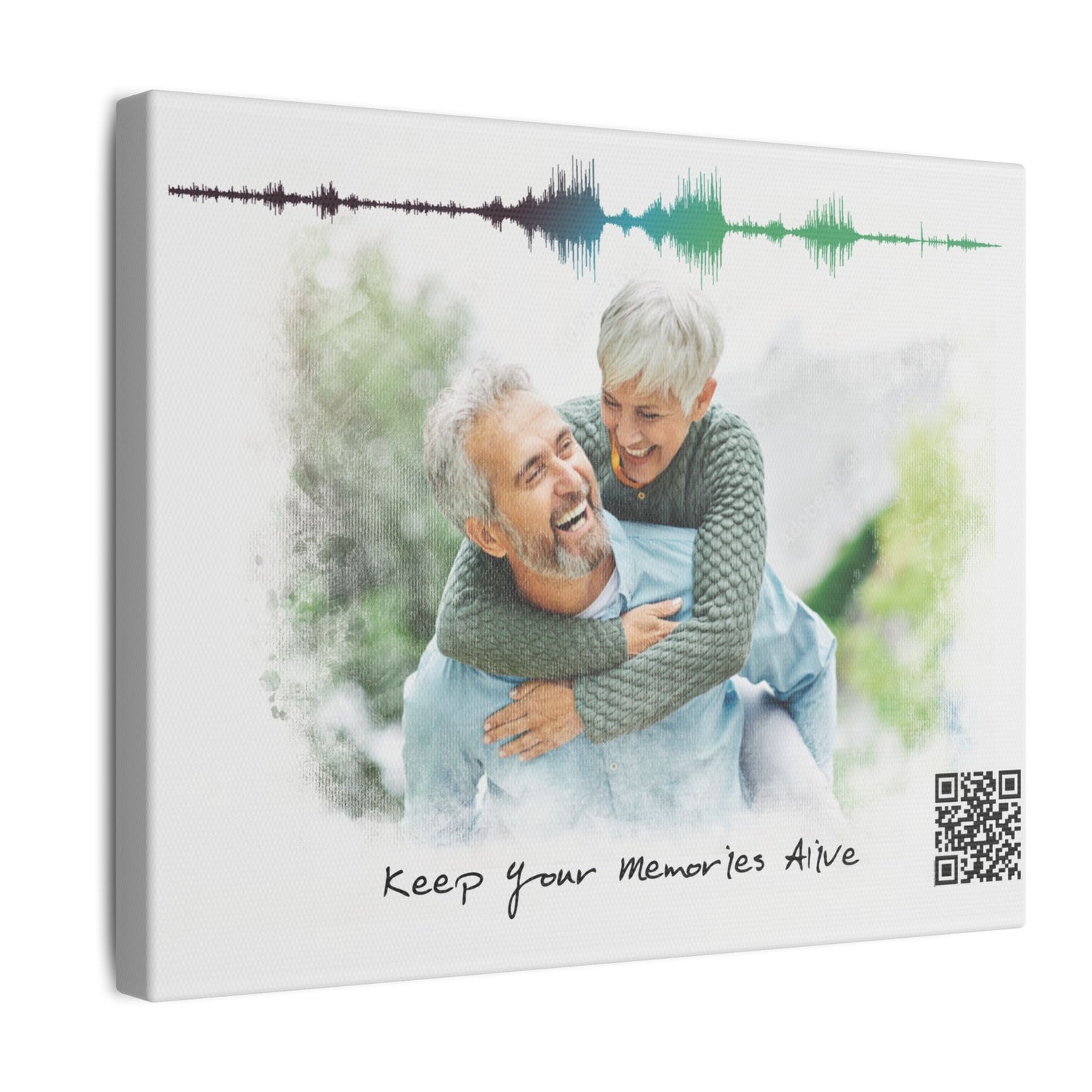 Matte Canvas | Custom Watercolor Portrait with Voice QR Code – A Gift That Speaks from the Heart | 0.75" (Multi-Size)