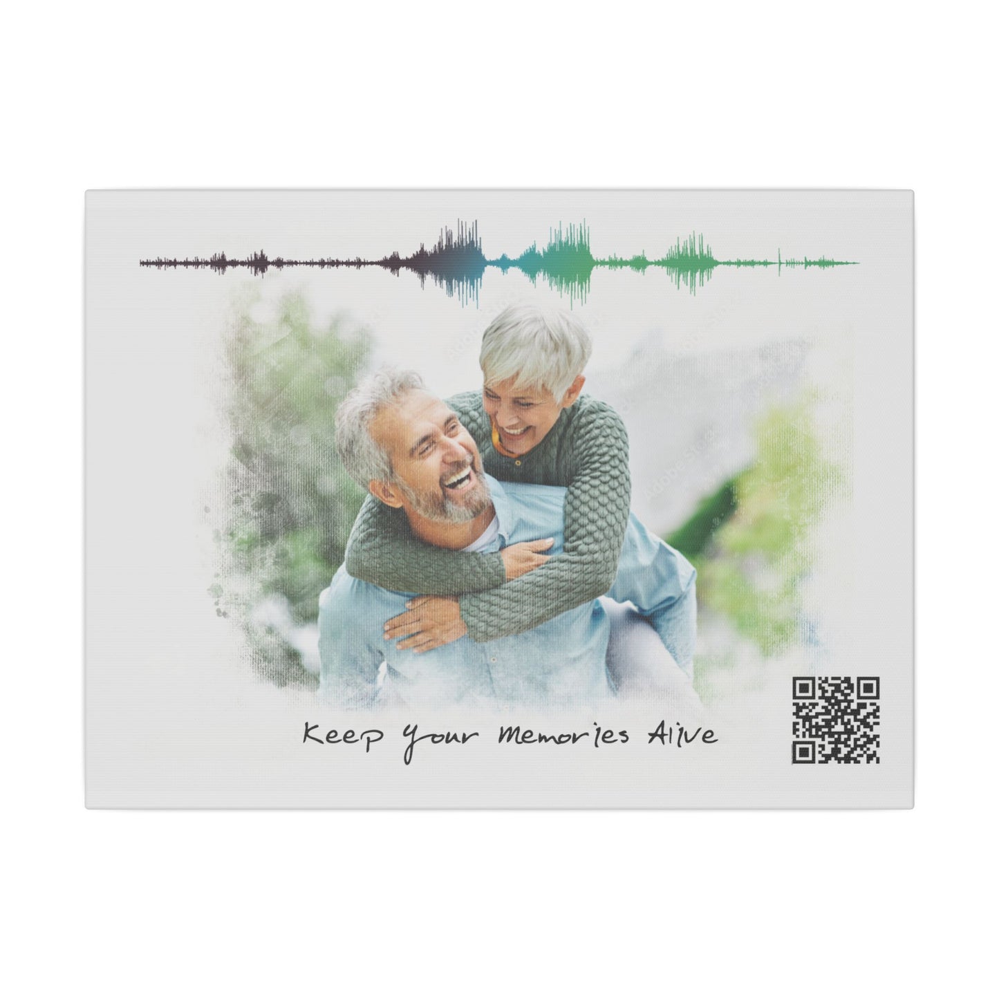 Matte Canvas | Custom Watercolor Portrait with Voice QR Code – A Gift That Speaks from the Heart | 0.75" (Multi-Size)