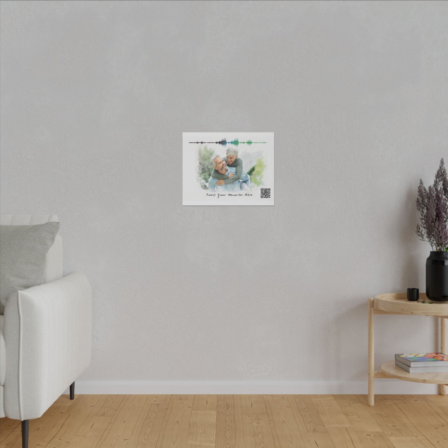 Matte Canvas | Custom Watercolor Portrait with Voice QR Code – A Gift That Speaks from the Heart | 0.75" (Multi-Size)