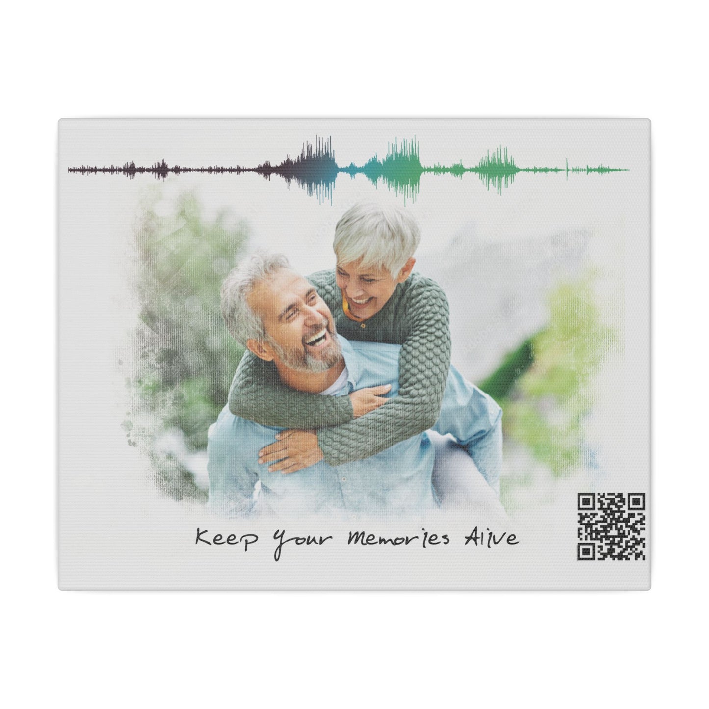 Matte Canvas | Custom Watercolor Portrait with Voice QR Code – A Gift That Speaks from the Heart | 0.75" (Multi-Size)