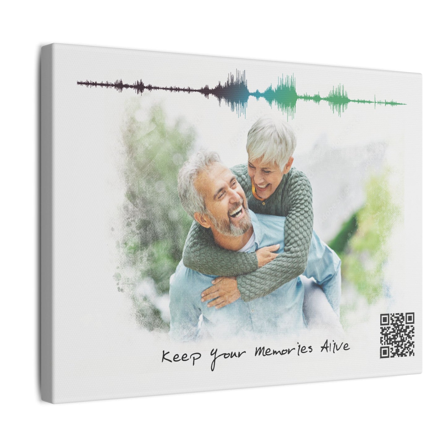 Matte Canvas | Custom Watercolor Portrait with Voice QR Code – A Gift That Speaks from the Heart | 0.75" (Multi-Size)