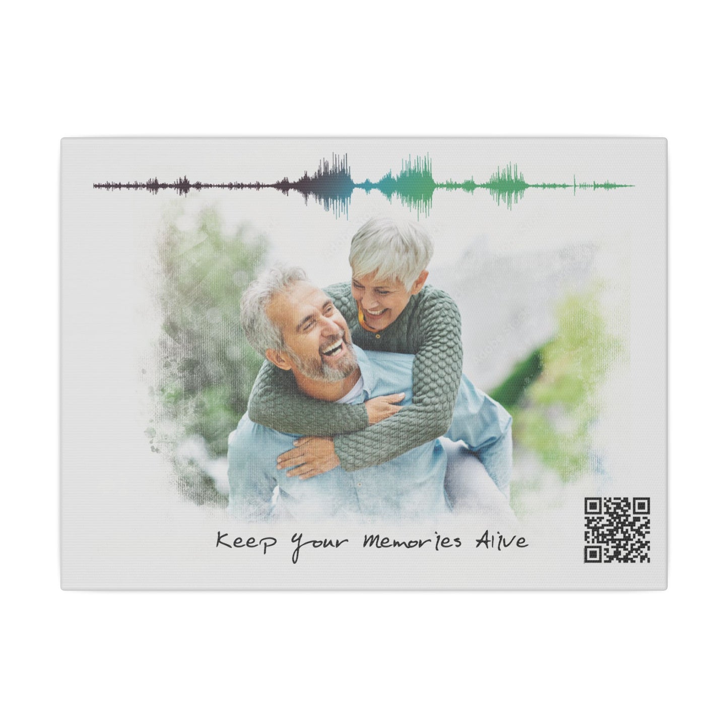 Matte Canvas | Custom Watercolor Portrait with Voice QR Code – A Gift That Speaks from the Heart | 0.75" (Multi-Size)