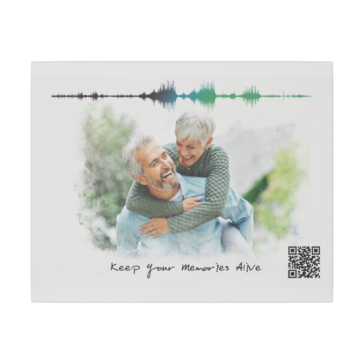 Matte Canvas | Custom Watercolor Portrait with Voice QR Code – A Gift That Speaks from the Heart | 0.75" (Multi-Size)